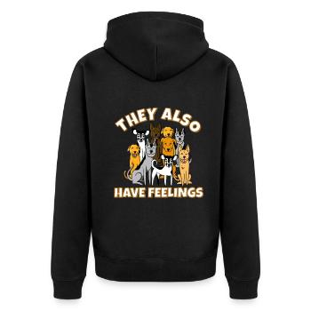 Dogs also have feelings - Unisex Premium Organic Zip Hoodie - black - Back - Nico (187cm)
