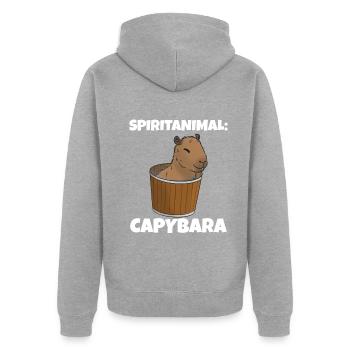 Animal spirituel Capybara seau - Veste à capuche bio Premium Unisexe - gris chiné - Dos - Nico (187cm)