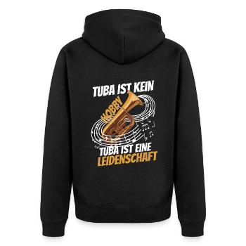 Tubist aus leidenschaft - Unisex Premium Bio Zip Hoodie - Schwarz - Hinten - Nico (187cm)