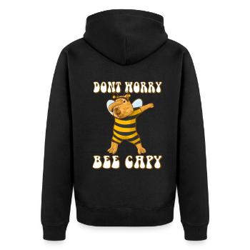 Capybara be Capy - Unisex Premium Organic Zip Hoodie - black - Back - Nico (187cm)