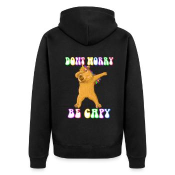 Capybara be Capy - Unisex Premium Organic Zip Hoodie - black - Back - Nico (187cm)