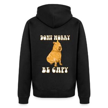 Capybara be Capy - Unisex Premium Organic Zip Hoodie - black - Back - Nico (187cm)