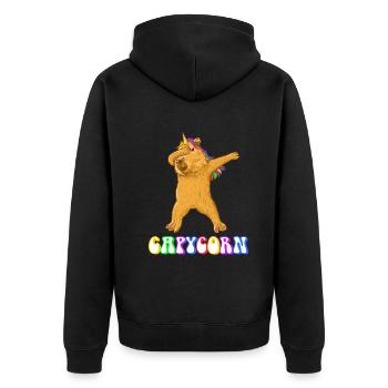 Capybara Unicorn Dabbing - Unisex Premium Organic Zip Hoodie - black - Back - Nico (187cm)
