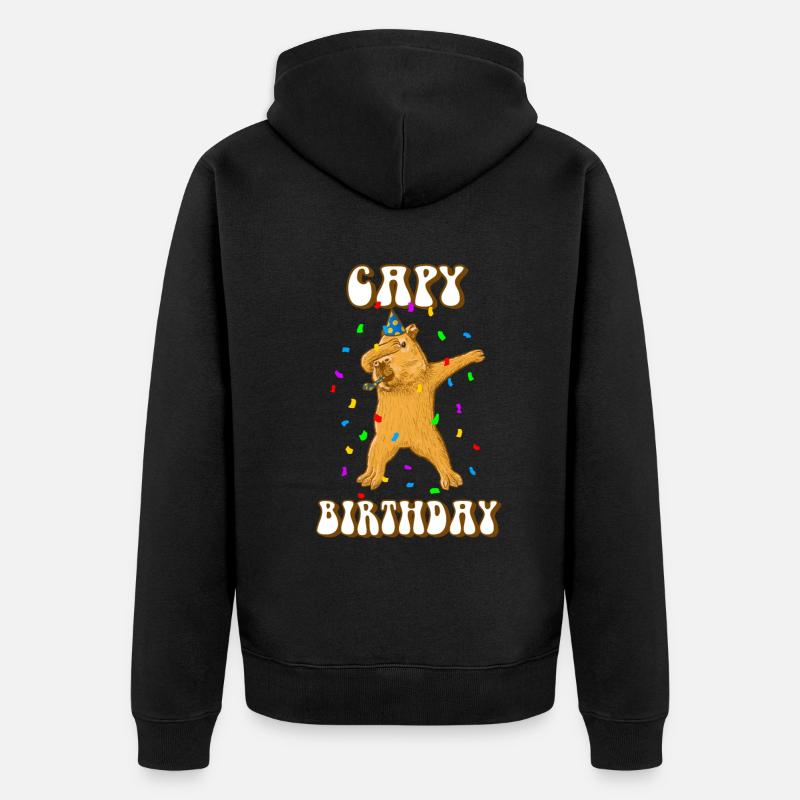 Capybara Capy Anniversaire - Veste à capuche bio Premium Unisexe - noir