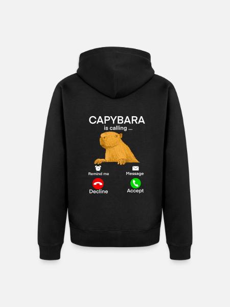 Capybara Meme - Unisex Premium Organic Zip Hoodie - black