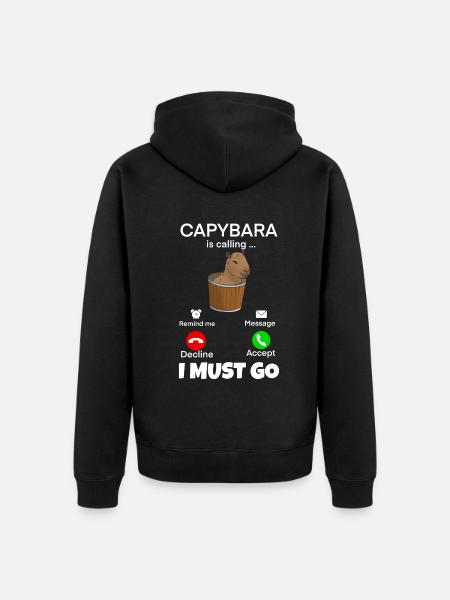 Capybara i must go - Unisex Premium Bio Zip Hoodie - Schwarz
