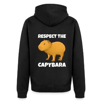 Capybara Meme - Unisex Premium Bio Zip Hoodie - Schwarz - Hinten - Nico (187cm)