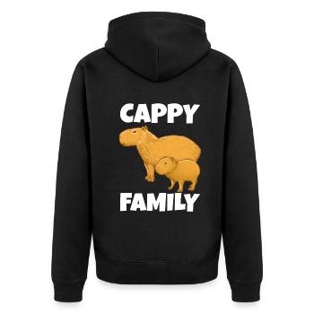 Capybara Family - Unisex Premium Organic Zip Hoodie - black - Back - Nico (187cm)