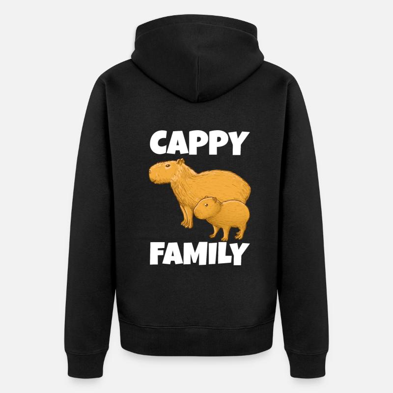 Famille Capybara - Veste à capuche bio Premium Unisexe - noir