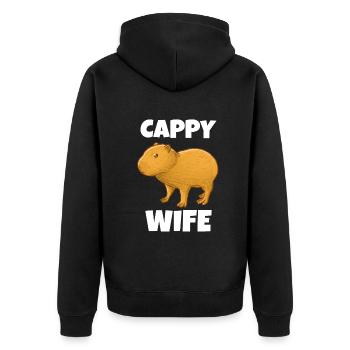Capybara Capy wife - Unisex Premium Organic Zip Hoodie - black - Back - Nico (187cm)
