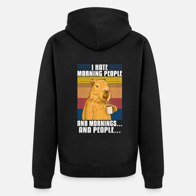 Capybara Meme Spruch - Unisex Premium Bio Zip Hoodie - Schwarz