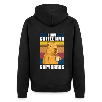 Capybara Meme - Unisex Premium Bio Zip Hoodie - Schwarz - Hinten - Nico (187cm)