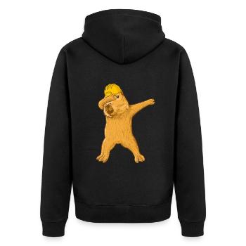 Dabbing Capybara with construction worker helmet - Unisex Premium Organic Zip Hoodie - black - Back - Nico (187cm)