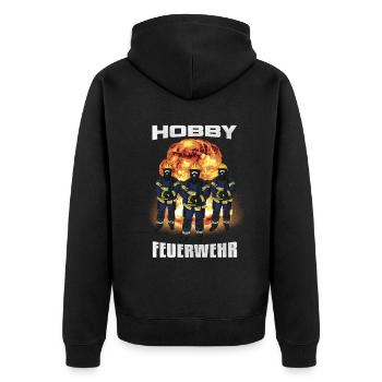 Hobby Feuerwehr Freiwillige Feuerwehr - Unisex Premium Bio Zip Hoodie - Schwarz - Hinten - Nico (187cm)