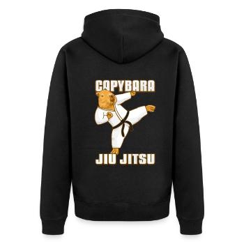 Capybara Meme Jiu Jitsu - Unisex Premium Organic Zip Hoodie - black - Back - Nico (187cm)