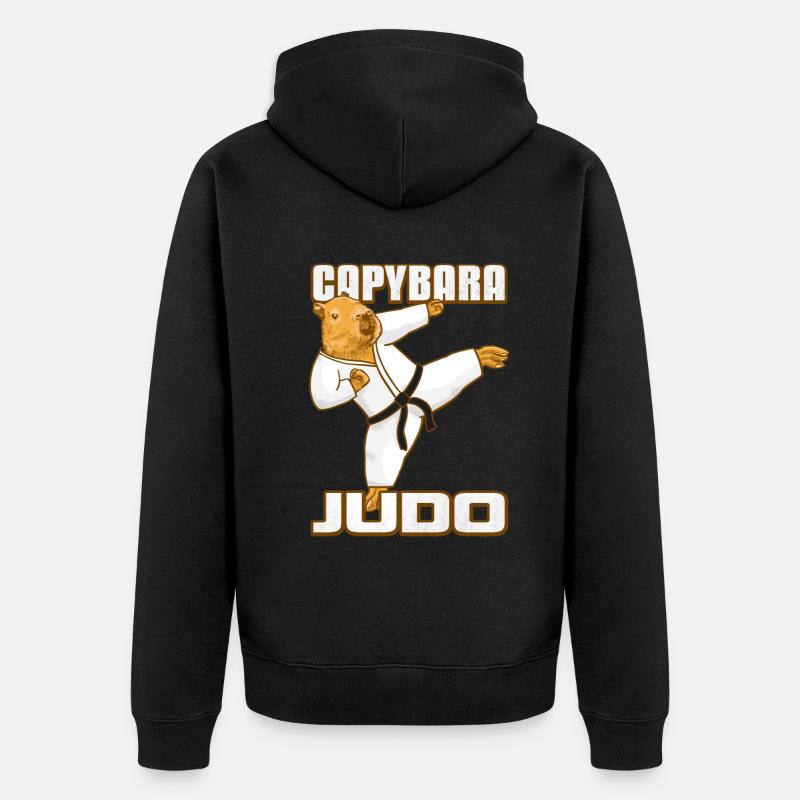 Capybara Judo GI - Unisex Premium Bio Zip Hoodie - Schwarz