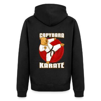 Coup de pied de karaté Capybara - Veste à capuche bio Premium Unisexe - noir - Dos - Nico (187cm)