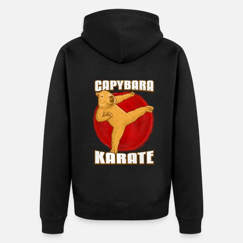 Karaté Capybara - Veste à capuche bio Premium Unisexe - noir