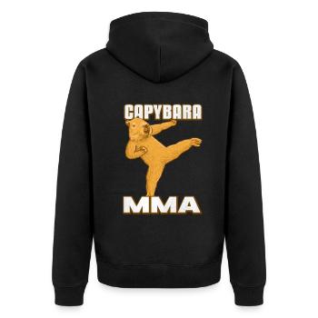 Capybara MMA - Unisex Premium Bio Zip Hoodie - Schwarz - Hinten - Nico (187cm)