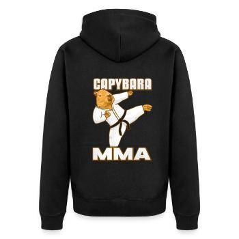 Capybara MMA - Unisex Premium Bio Zip Hoodie - Schwarz - Hinten - Nico (187cm)