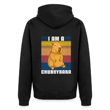 Cubbybara Funny Capybara - Unisex Premium Organic Zip Hoodie - black - Back - Nico (187cm)