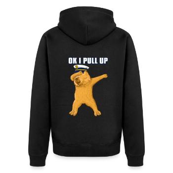 Capitaine Capybara Ok je m’arrête - Veste à capuche bio Premium Unisexe - noir - Dos - Nico (187cm)