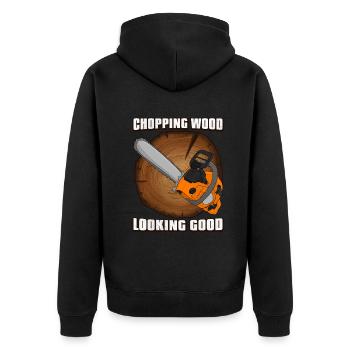 Tronçonneuse Lumberjack pour hommes - Veste à capuche bio Premium Unisexe - noir - Dos - Nico (187cm)