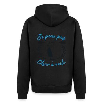 Ich kann nicht Ich habe Sandsegeln Geschenk Sport Humor - Unisex Premium Bio Zip Hoodie - Schwarz - Hinten - Nico (187cm)