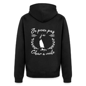 Ich kann nicht Ich habe Sandsegeln Geschenk Sport Humor - Unisex Premium Bio Zip Hoodie - Schwarz - Hinten - Nico (187cm)