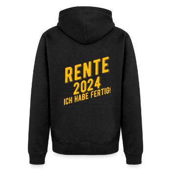 Rente Ruhestand Pension Abschied 2024 Geschenkidee - Unisex Premium Bio Zip Hoodie - Schwarz - Hinten - Nico (187cm)