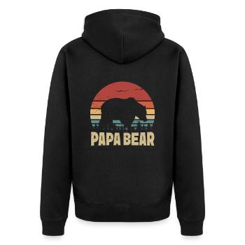 Papa Bear Retro - Unisex Premium Organic Zip Hoodie - black - Back - Nico (187cm)