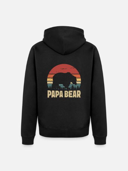 Papa Orso Retrò - Felpa con cappuccio ecologica premium unisex - nero