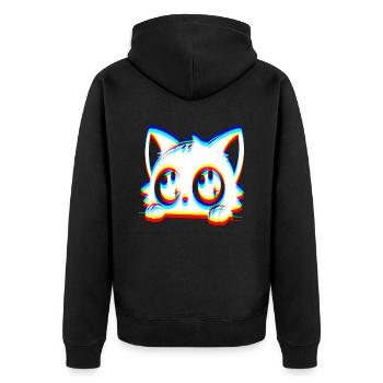 EDM Cat Glitch Style - Unisex Premium Organic Zip Hoodie - black - Back - Nico (187cm)