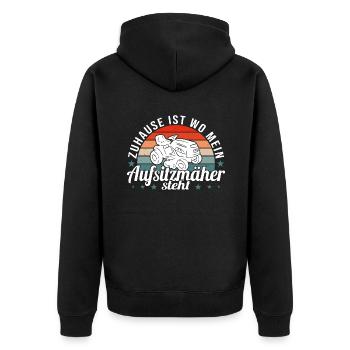 Aufsitzmäher Rasentraktor Landschaftsgärtner Rasen - Unisex Premium Bio Zip Hoodie - Schwarz - Hinten - Nico (187cm)