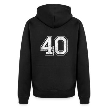 Anzahl 40 - Unisex Premium Bio Zip Hoodie - Schwarz - Hinten - Nico (187cm)