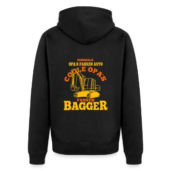 Coole Opas Fahren Bagger Spruch Für Baggerfahrer - Unisex Premium Bio Zip Hoodie - Schwarz - Hinten - Nico (187cm)