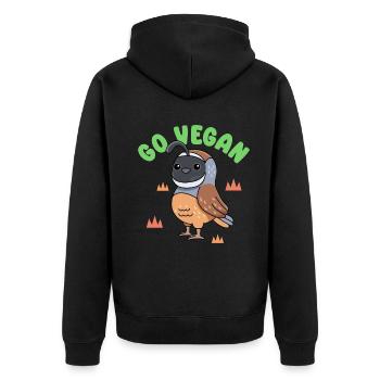 Wachtel-Design für stolze Veganer - Unisex Premium Bio Zip Hoodie - Schwarz - Hinten - Nico (187cm)