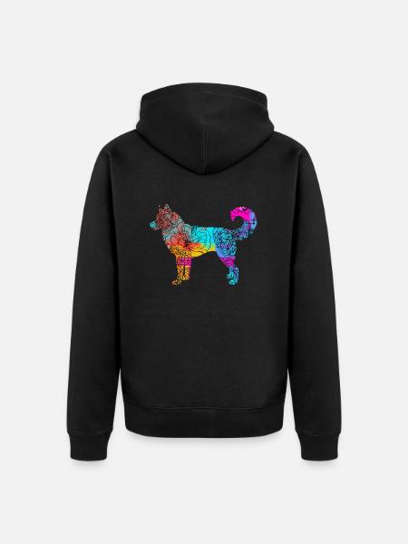 Siberian Husky Flowers - Unisex Premium Bio Zip Hoodie - Schwarz