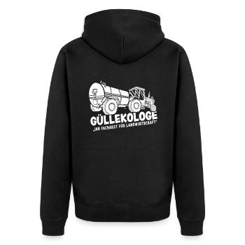 Güllekologe Traktor Gülle fahren Jauche Landwirt - Unisex Premium Bio Zip Hoodie - Schwarz - Hinten - Nico (187cm)