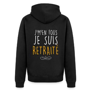 Cadeau Retraité Message Drôle J'M'en Fous - Veste à capuche bio Premium Unisexe - noir - Dos - Nico (187cm)