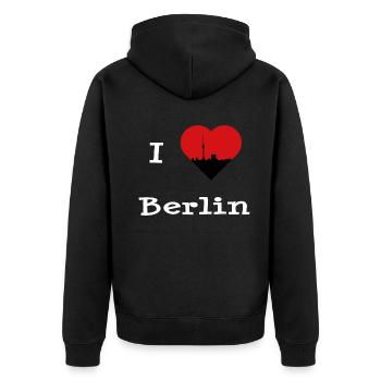 J’adore la silhouette du cœur de la tour de télévision de Berlin - Veste à capuche bio Premium Unisexe - noir - Dos - Nico (187cm)