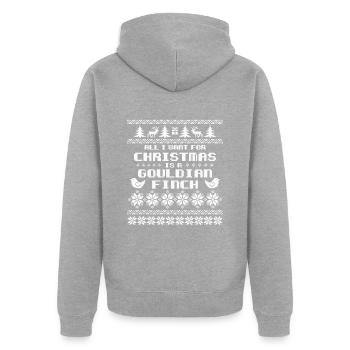 Gouldamadine Christmas Estrildidae Gouldian Finch - Unisex Premium Bio Zip Hoodie - Grau meliert - Hinten - Nico (187cm)