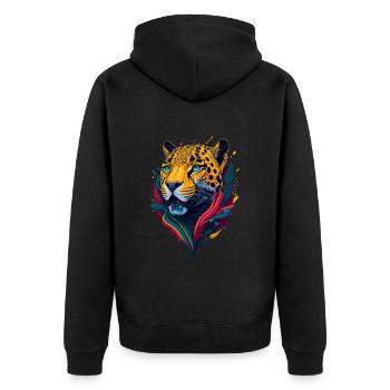 Joli jaguar abstrait - Veste à capuche bio Premium Unisexe - noir - Dos - Nico (187cm)