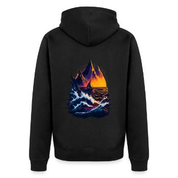 Fantastische Landschaftsillustration - Unisex Premium Bio Zip Hoodie - Schwarz - Hinten - Nico (187cm)