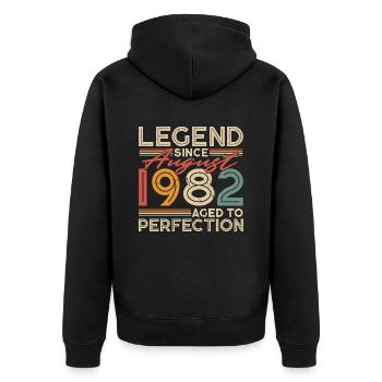 Legend August 1982 Vintage Birthday - Unisex Premium Organic Zip Hoodie - black - Back - Nico (187cm)