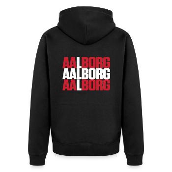 Aalborg Dänemark Fahne - Unisex Premium Bio Zip Hoodie - Schwarz - Hinten - Nico (187cm)