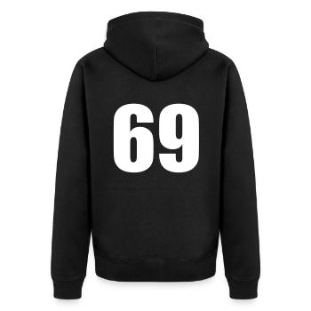 69 - Unisex Premium Bio Zip Hoodie - Schwarz - Hinten - Nico (187cm)