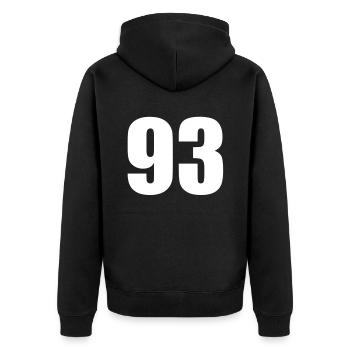 93 - Unisex Premium Organic Zip Hoodie - black - Back - Nico (187cm)