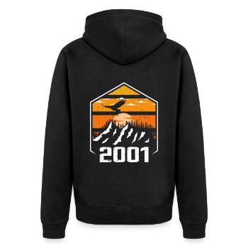 Anniversaire 2001 Millésime 2001 Fabriqué en 2001 - Veste à capuche bio Premium Unisexe - noir - Dos - Nico (187cm)