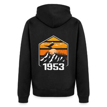 Geburtstag 1953 Jahrgang 1953 Hergestellt im Jahr 1953 - Unisex Premium Bio Zip Hoodie - Schwarz - Hinten - Nico (187cm)